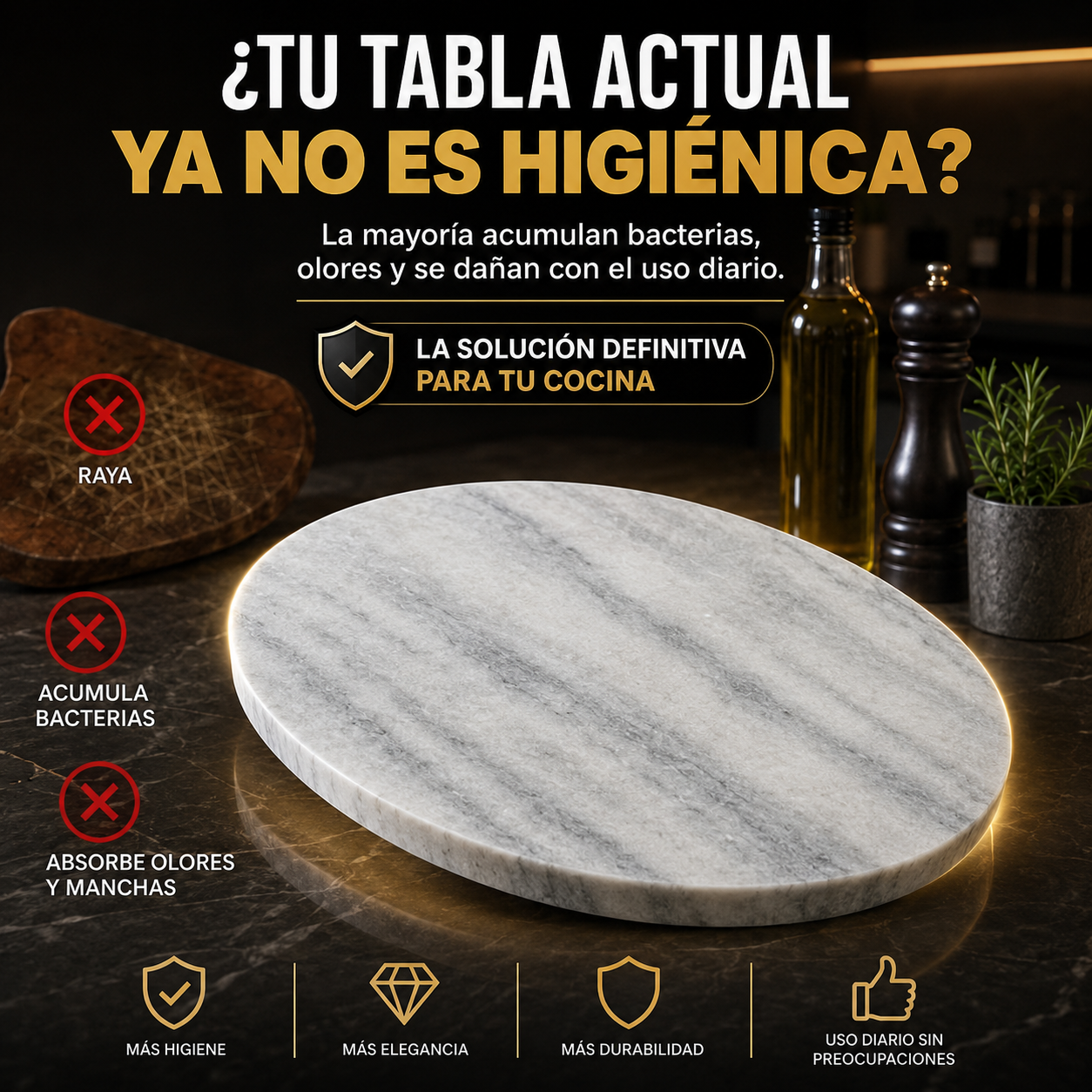 Tabla de Mármol Ovalado