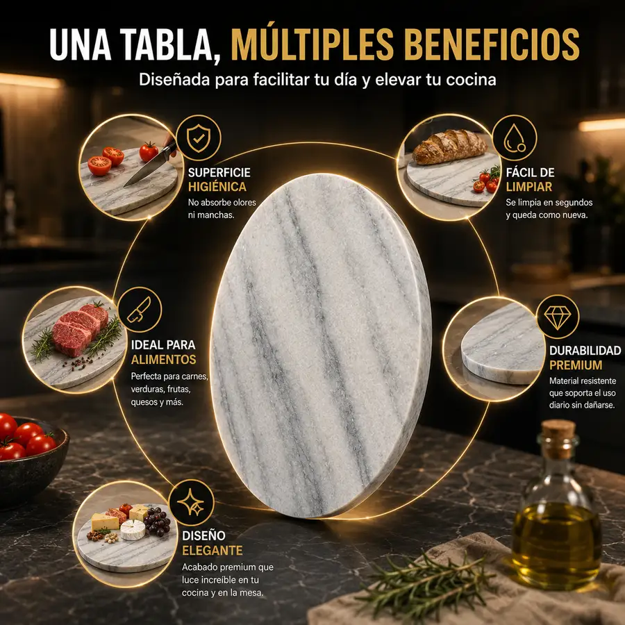 Tabla de Picar de Mármol Ovalada — en tu cocina