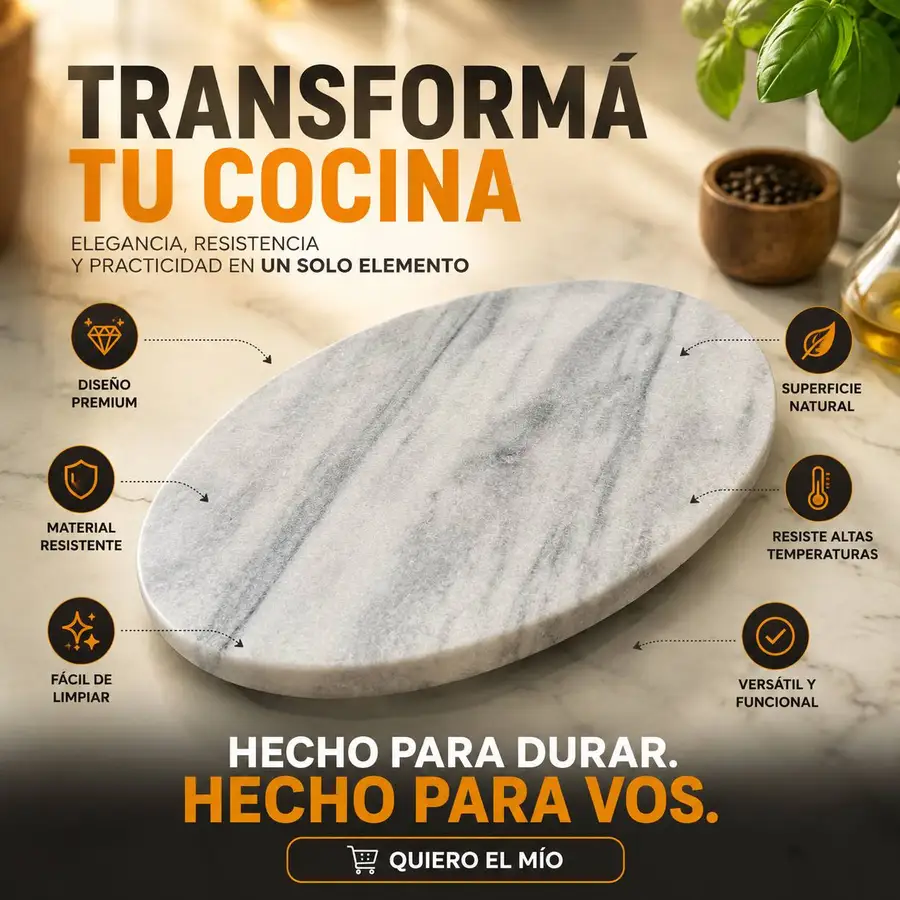 Tabla de Picar de Mármol Ovalada — identidad de cocina